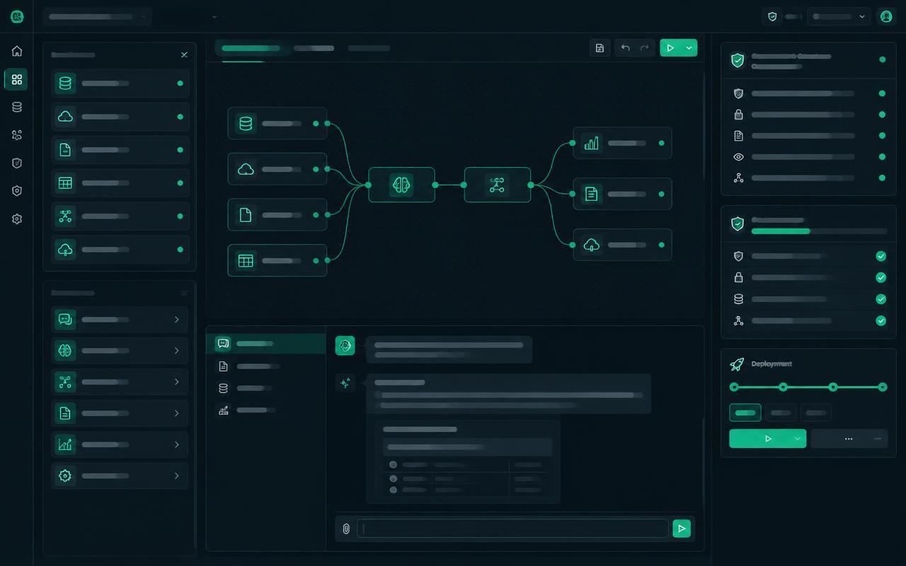 iseek-powered application workspace showing connected data, governance, and deployment controls